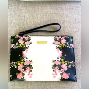 New York & Company Black, White & Pink Floral Pattern Carry-All Clutch.
